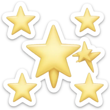 Three small, five-pointed stars grouped together. The stars have a slightly elongated shape, giving them a twinkling effect. They vary in size, with the largest star in the center and two smaller stars on either side.  sticker