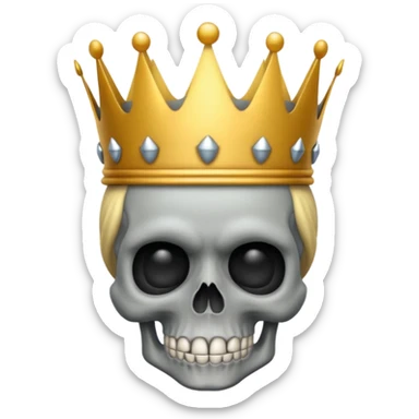 Skull with a crown on his head that looks like an emoji sticker