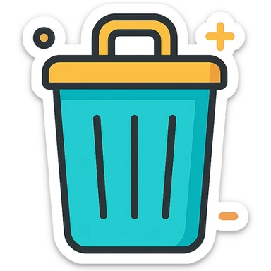 trash can icon, color outline style, with subtle color accents sticker