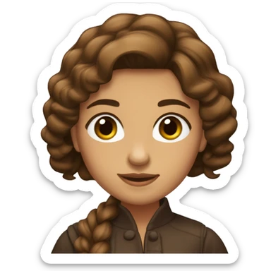 chica morena de pelo largo y liso castaño, ojos marrones y ga sticker