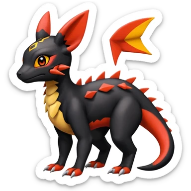 Cute Exotic Colorful Guilmon-Salandit-Umbreon-Fakémon-hybrid-creature (full body)  sticker