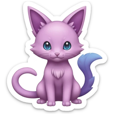 Dark gloomy pastel smooth silky soft pure cute Purrloin-Delcatty-Pokémon-Fakémon-hybrid-creature (full body) sticker