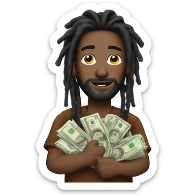 Man with dreads and money sticker