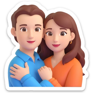 couple posing, close up pose, living room background sticker