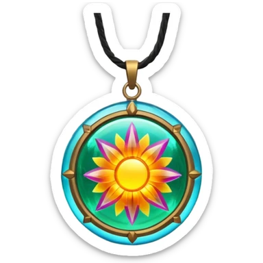 Abstract solarpunk amulett matte glass colorful clearing - an open space in a forest, light, spacious, minimal. sticker