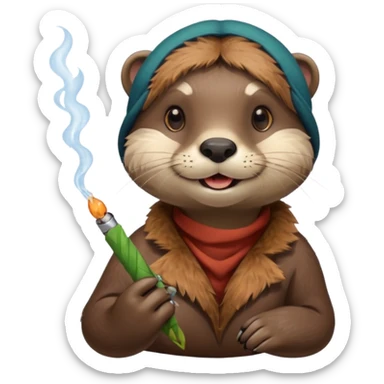 Cute female Otter smoking a joint sticker