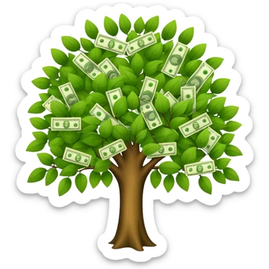 A tree with the leaves with money on it  sticker