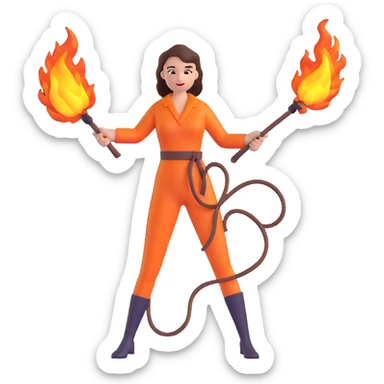 woman with a flaming whip sticker