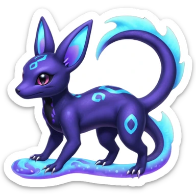 Nebulae Salandit-Umbreon-Fakémon-hybrid-creature (full body)  sticker