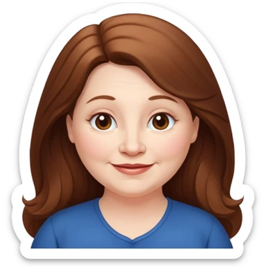 50 yr old white woman pale long brown hair small smile chubby sticker