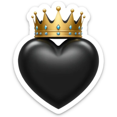 Corazon negro con corona sticker