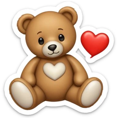 teddy bear with the words I love you written on it sticker
