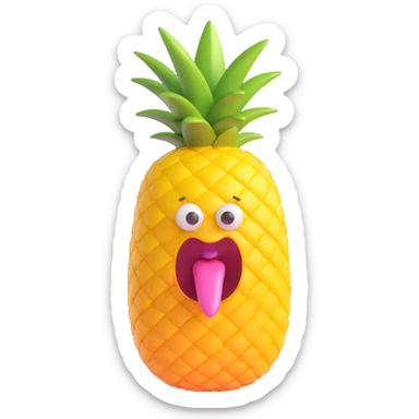 joyful pineapple sticking tongue out sticker