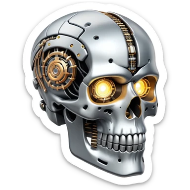 🤖💀 Cyborg Skull – Half human, half machine, 100% awesome. sticker