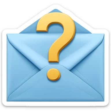an envelope with a paper and question mark sticker