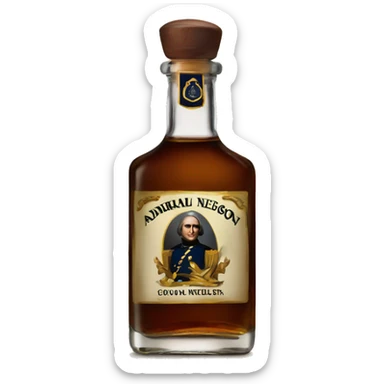 Liquor bottle that says Admiral Nelson sticker
