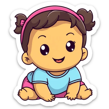close-up of smiling toddler face only with big eyes, medium skin tone, dark wavy hair, and a hair band, no body sticker
