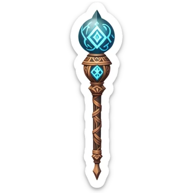 Clash of Clans aesthetic: Cinematic fireball Magic Staff Emoji, rendered in a 3D vector-style similar to standard emojis with minimal shading and bold, simplified shapes. A compact, isometric enchanted staff with intricate runic carvings and a glowing orb at its tip, softly glowing with a mystical arcane charm. Simplified yet unmistakably iconic, highly detailed and consistent, glowing with a soft radiant glow and high shine. Stylized with a touch of legendary sorcery and a soft glowing outline, capturing the essence of a powerful magic staff with a friendly, playful vibe! sticker