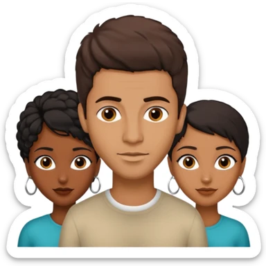  middle Eastern man with short brown hairwith two black african women both are African one is medium tone light tone skin black and one is medium tone black with african hair styles sticker