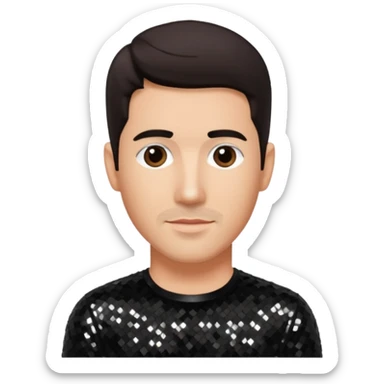 Jonathan Knight from NKOTB with dark brown hair, black sequin shirt sticker