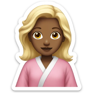 girl with blonde hair wearing a pink robe sticker