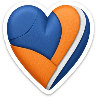 Half dark blue half orange heart split vertically, a white gauze bandage wrapped around it sticker