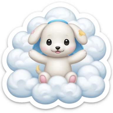 Cinnamon roll from sanrio dancing in the clouds sticker