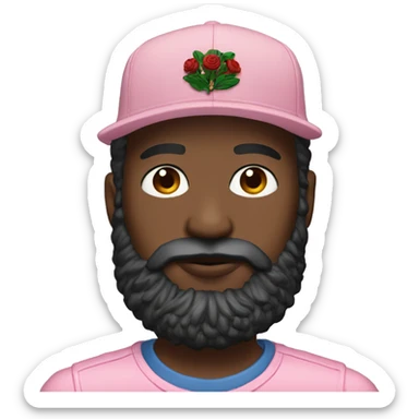man with beard and gucci blossom cap sticker