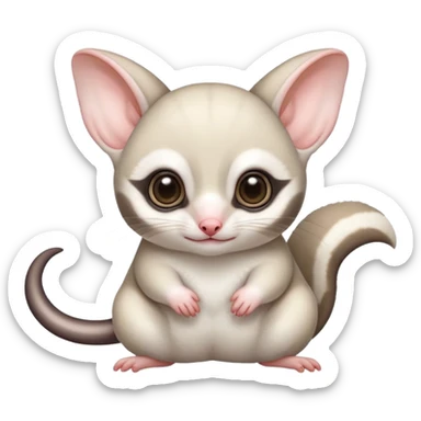 Fat and cute Japanese sugar glider  white. A mom anda a baby one very fat and cute. Snow white colour very white sticker