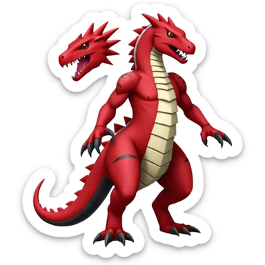 Badass cool edgy black and red salazzle-Guilmon-tyranitar-hybrid, full body sticker