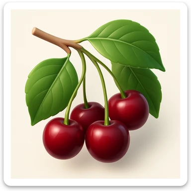 Enhance the berries and leaves to have maximum volume, making them very three-dimensional with expressive lighting and shadow for depth. Render in a modern 3D iOS style. Square composition with a clean background. sticker
