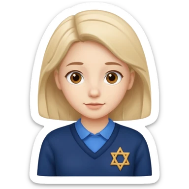 cute school girl jewish blue shirt navy jumper sticker