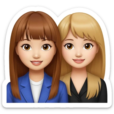 Brenda Song and Debby Ryan (straight bangs) smiling sticker