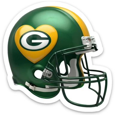 Green Bay packers helmet with a heart near it sticker