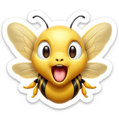 Cinematic Adorable Yawning Wasp Portrait Emoji, Head tilted slightly with a dramatic, wide-open yawn, showcasing a tiny, streamlined body with gently drooping wings and sleepy, half-closed eyes, Simplified yet irresistibly cute features, highly detailed, glowing with a soft, cozy glow, high shine, relaxed yet expressive, stylized with a dash of whimsical insect ease, soft glowing outline, capturing the essence of a drowsy wasp that appears ready to stretch and yawn its way out of the screen! sticker