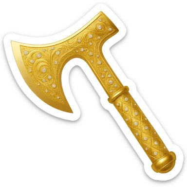 Recolor this weapon to a plated gold color with ornate engravings inlaid with diamonds. The gold should be rich and metallic, and the engravings should sparkle with diamond accents. Transparent background. sticker