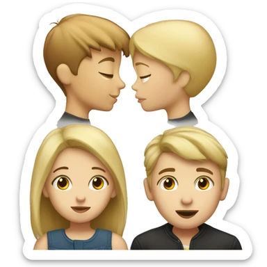 Blonde girl kissing a boy with brown short hair sticker