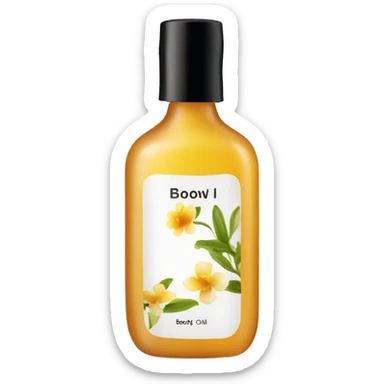 bottle of body oil with label sticker