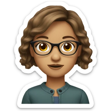 Cute brown haired girl with glasses and curtain bangs sticker