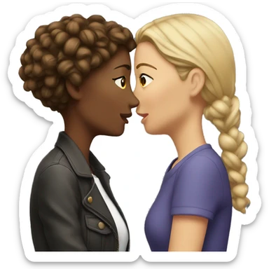 One woman whispers into the ear of another woman. sticker