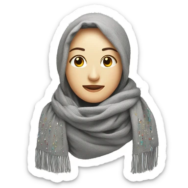 gray scarf embroidered with beads sticker