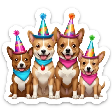 3 cowboy dogs snowboarding birthday party sticker