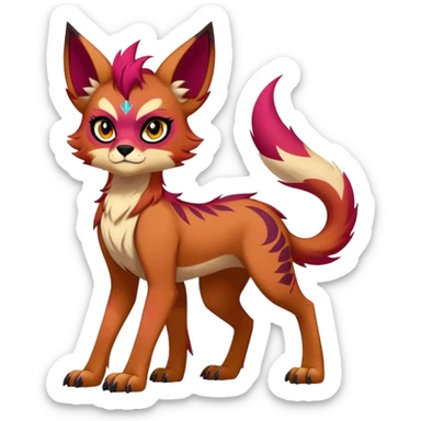 Vibrant dark edgy badass cool Falvie-Fionbri-creature-fursona, full body, with random markings sticker