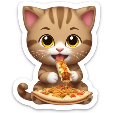 kitten eating shawarma sticker