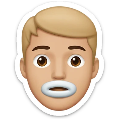 the guy put his hand over his mouth and the guy wears  sticker