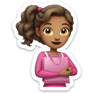 brunette light skin girl in pink clothes holding shopping bags  sticker