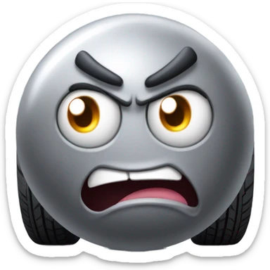 Metal cute mad Kirby Gray ball driving on car wheels with mad eyebrows game sticker