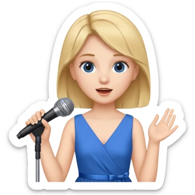 GIRL SINGING A SONG, HOLDING THE MIKE IN HAND sticker