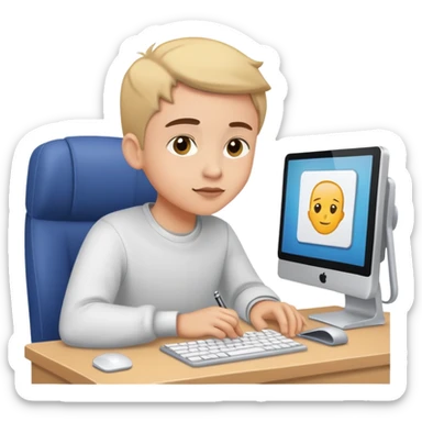 Alumno en una computado aprendiendo clases de inglés  sticker
