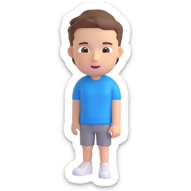 3D cartoon male character with white skin tone, brown hair in a short fade haircut, playful and expressive, Bitmoji-like style, suitable for emoji faces sticker